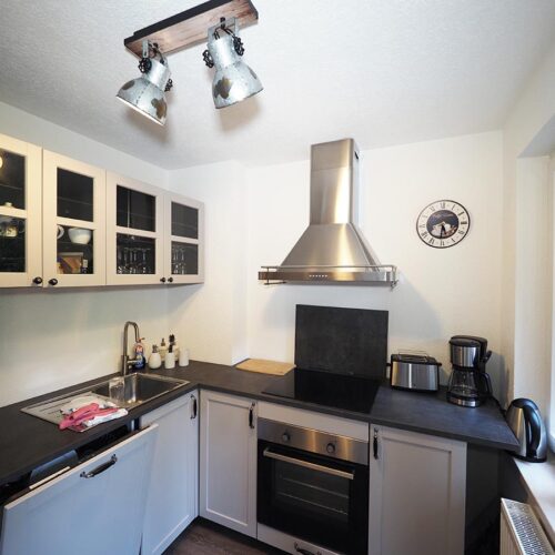 Wohnung Amsel - 1. OG Küche mit Esstisch und Loggia